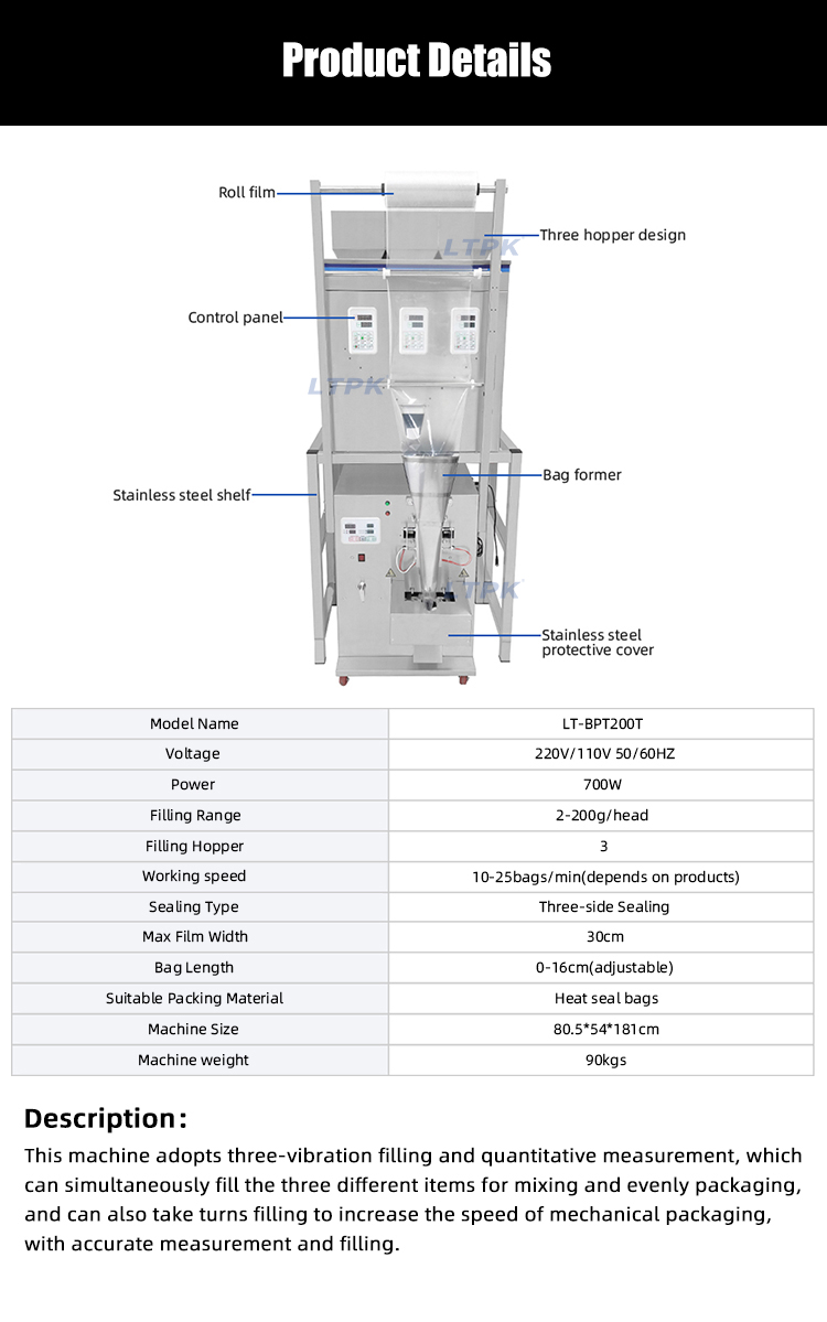 LT-BPT200T 2-200G Automatic Three Heads Three-side Sealing Bag Packing Machine for Powder Granules .jpg