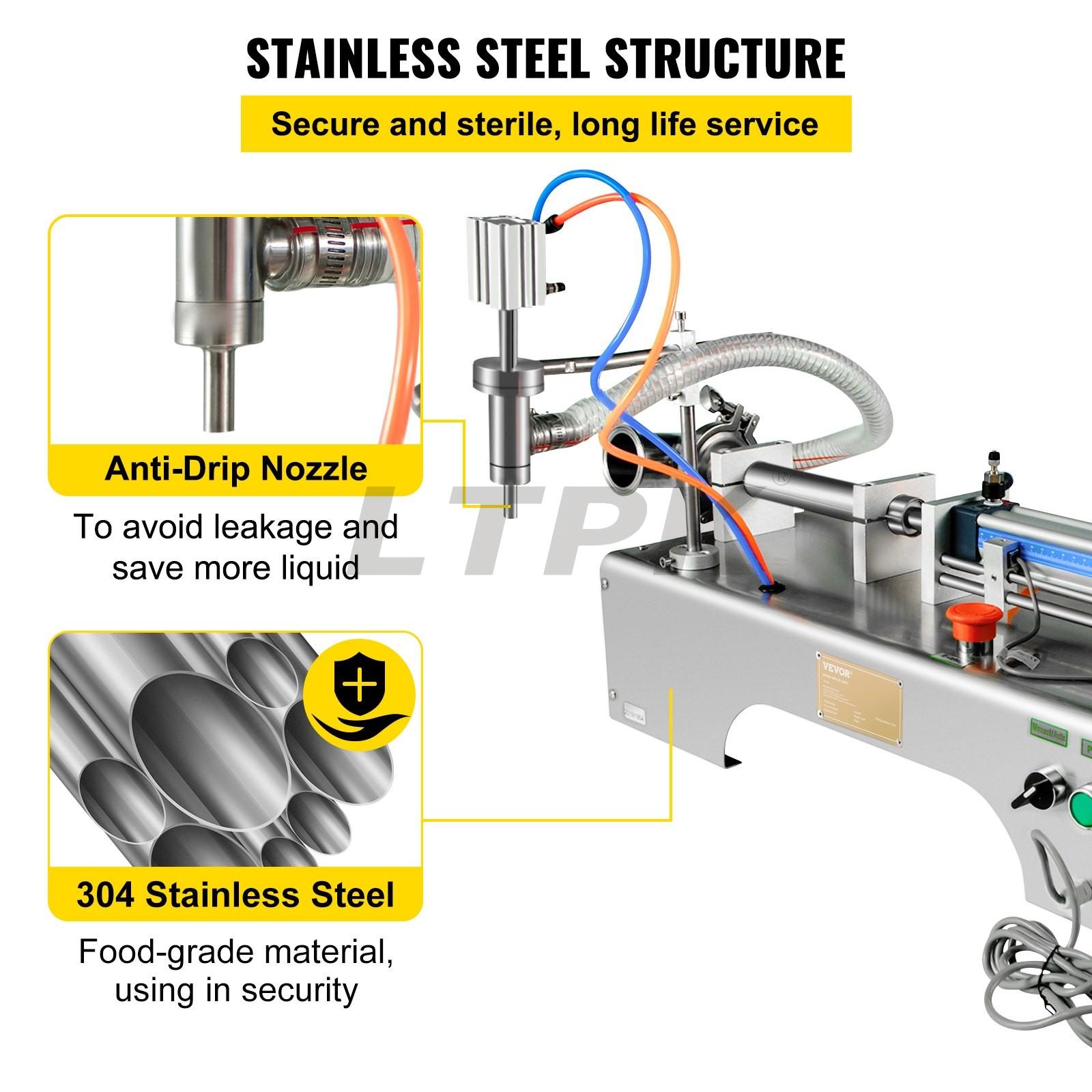 LTPK 10-300ml Pneumatic single nozzles semi automatic liquid filling machine 