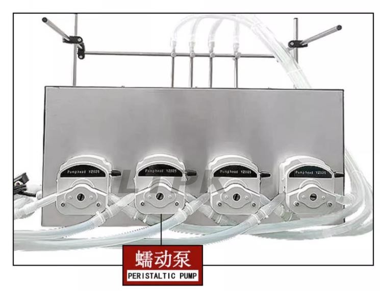  LT-PPF4W Semi Automatic Peristaltic Pump 4 Nozzles Liquid Gel Beverage Perfume Filling Machine