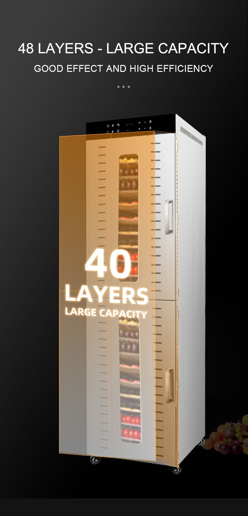 2 Zones 40 trays Commercial Fruit Meat Dryer Dehydrating Machine Fruit Dehydrator Vegetable Fruit Dehydrator Machine