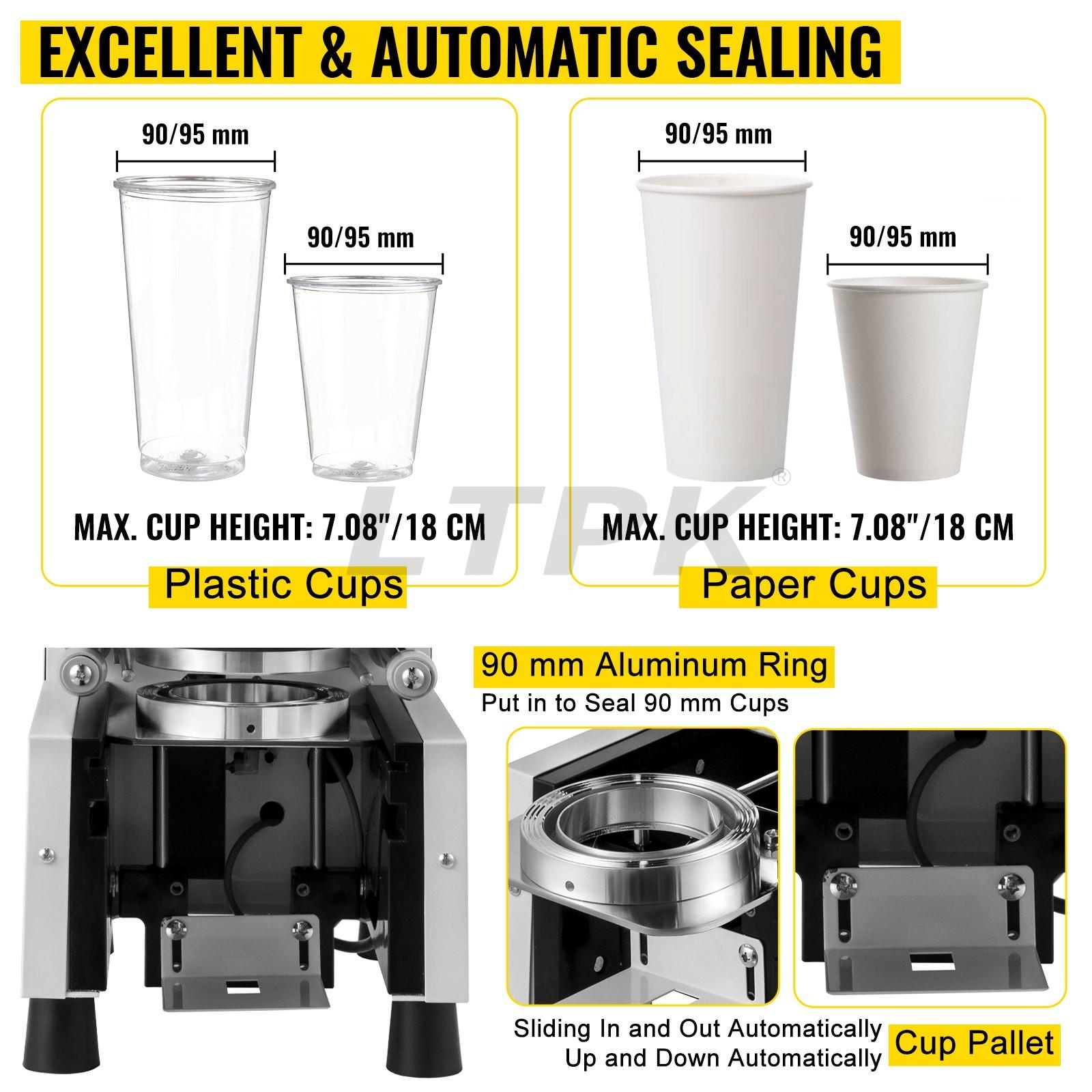 LTPK White Fully Automatic Cup Sealer Machine 95MM/90MM