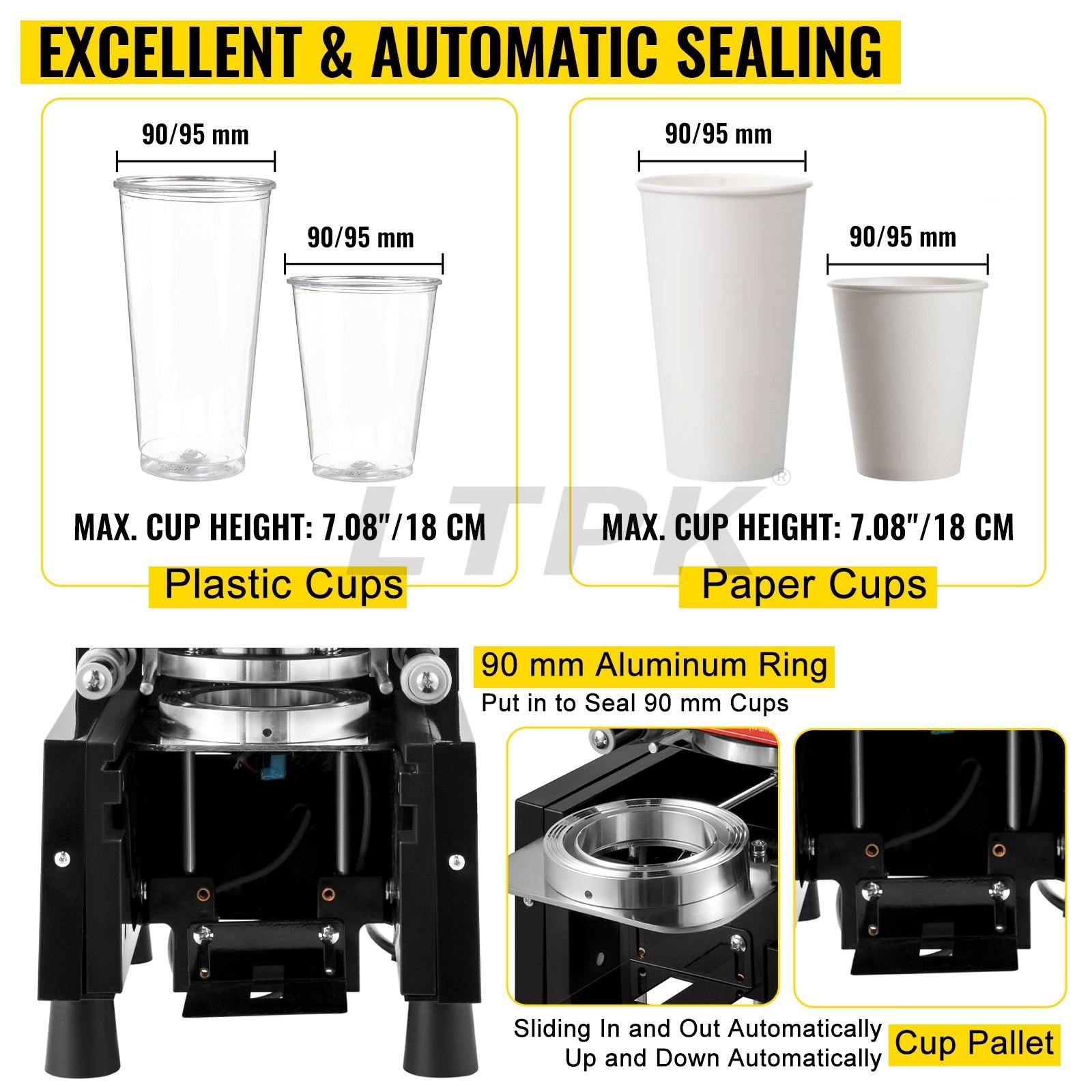 LTPK Cup Sealer Black With Digital Control for Sealing PP PET Paper Cups