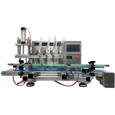 LT-MPF4 Magnetic Pump Desktop Automatic Liquid Filling Machine 4 Heads With Conveyor Belt 