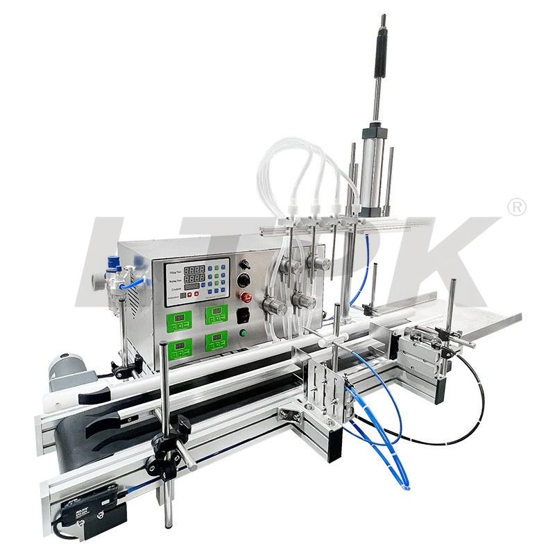 LTPK LT-DMPF4HL 4 DIVING NOZZLES MAGNETIC PUMP LIQUID FILLING MACHINE WITH CONVEYOR