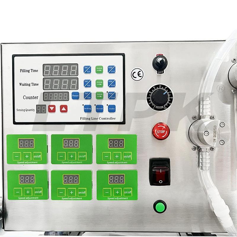 LTPK LT-DMPF4HL 4 DIVING NOZZLES MAGNETIC PUMP LIQUID FILLING MACHINE WITH CONVEYOR