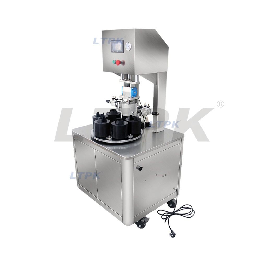LTPK LT-20 Rotary Small Desktop Lid Vacuum Pneumatic Screw Half Semi Automatic Bottle Capping Machine For Jar Glass Bottles