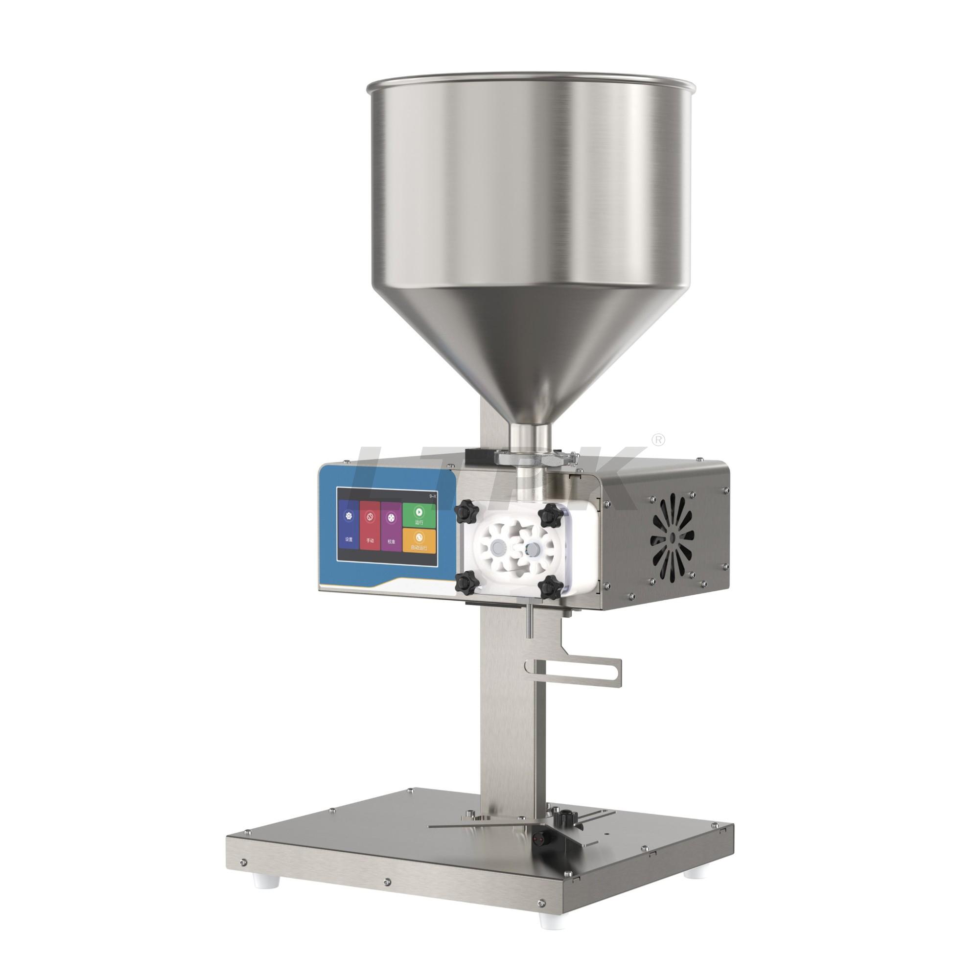 LTPK 9-X-2 Funnel Type 11L/min Touch Screen Display Versatile Food Grade Semi Automatic 1g-1000g Bottle Viscous Liquid Honey Filling Machine