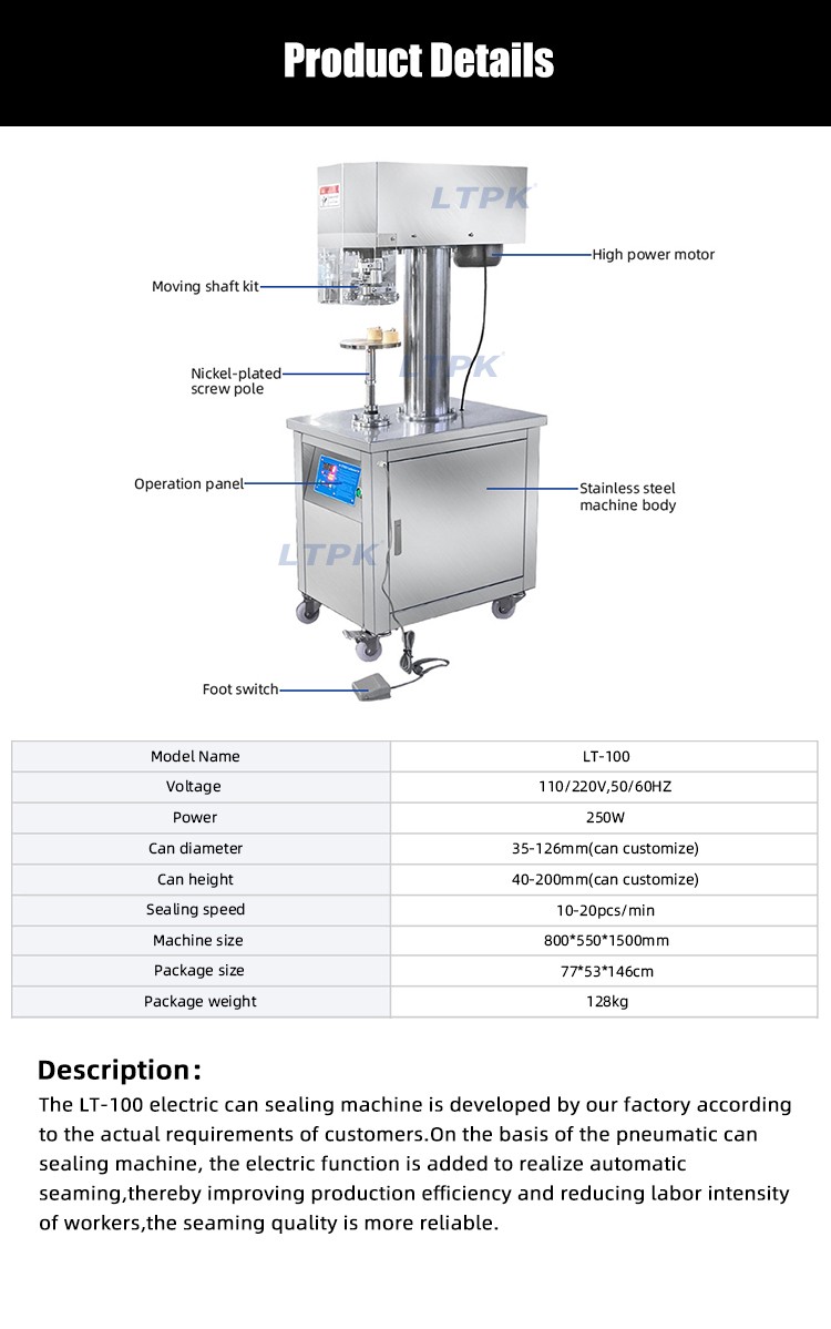 LTPK LT-100 Vertical electric can sealing machine