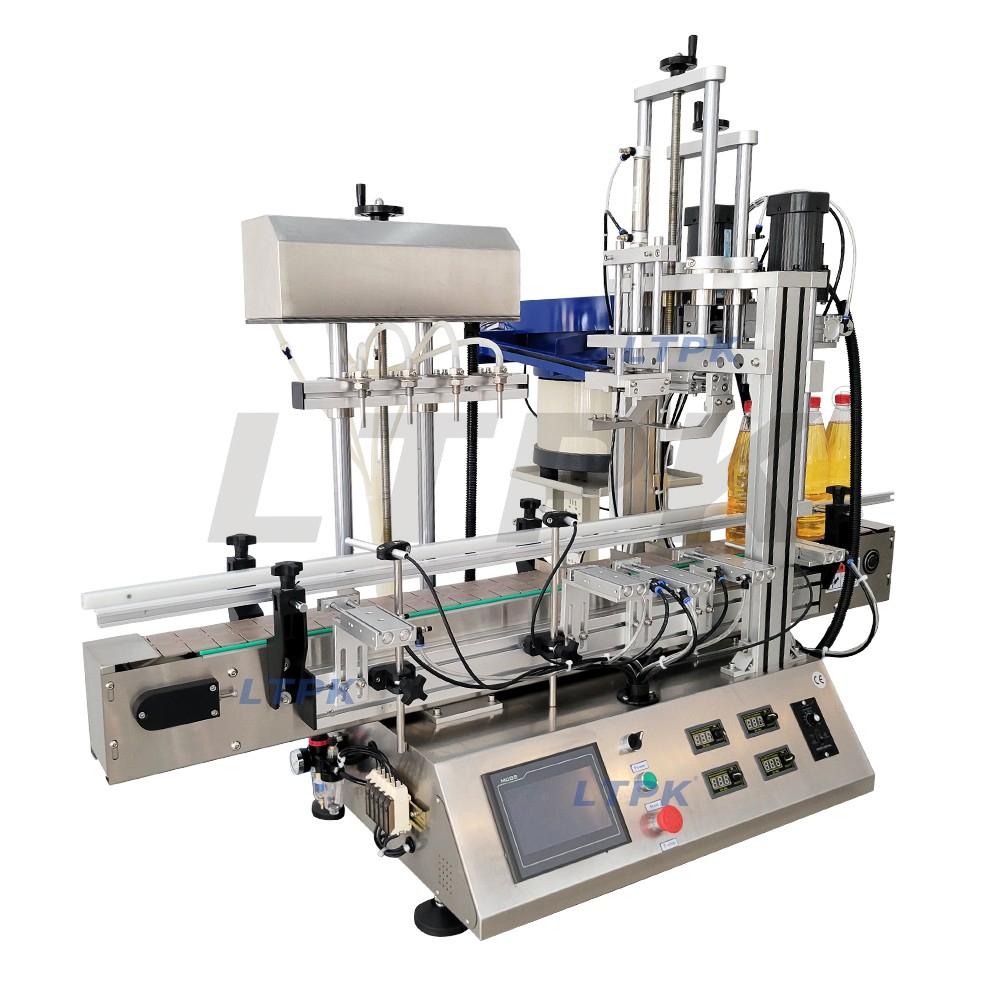 LTPK LT-DFC4-CF Desktop 4 Head Magnetic Pump Filling, Cap Feeding & Capping Integrated Machine