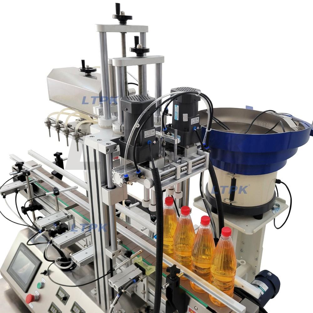 LTPK LT-DFC4-CF Desktop 4 Head Magnetic Pump Filling, Cap Feeding & Capping Integrated Machine